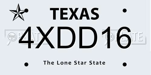 4XDD16 Texas License Plate