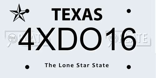 4XDO16 Texas License Plate