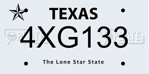 4XG133 Texas License Plate