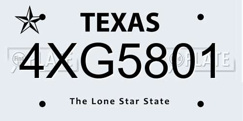 4XG5801 Texas License Plate