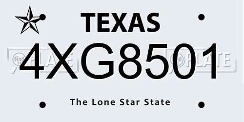 4XG8501 Texas License Plate