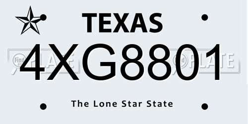 4XG8801 Texas License Plate