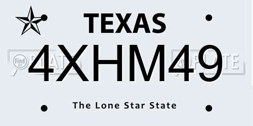 4XHM49 Texas License Plate