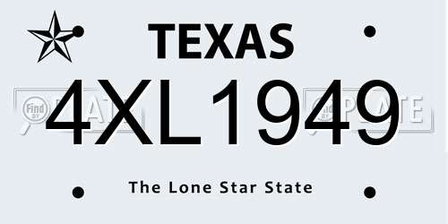 4XL1949 Texas License Plate