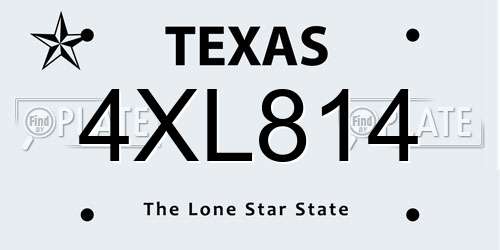 4XL814 Texas License Plate