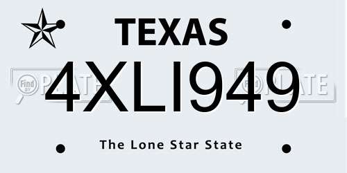 4XLI949 Texas License Plate