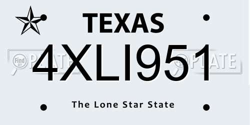4XLI951 Texas License Plate