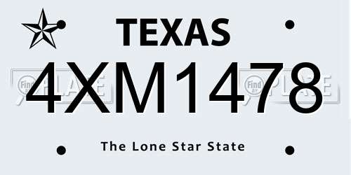 4XM1478 Texas License Plate