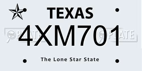 4XM701 Texas License Plate