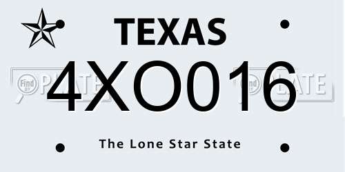 4XO016 Texas License Plate