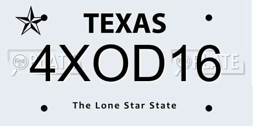 4XOD16 Texas License Plate