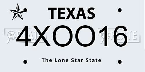 4XOO16 Texas License Plate
