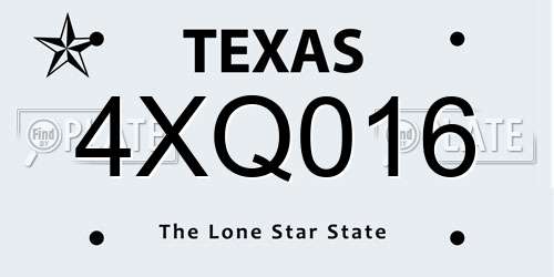4XQ016 Texas License Plate