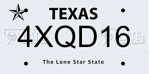 4XQD16 Texas License Plate