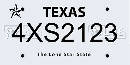 4XS2123 Texas License Plate