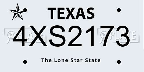4XS2173 Texas License Plate