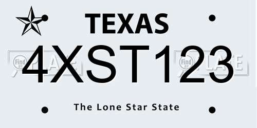 4XST123 Texas License Plate