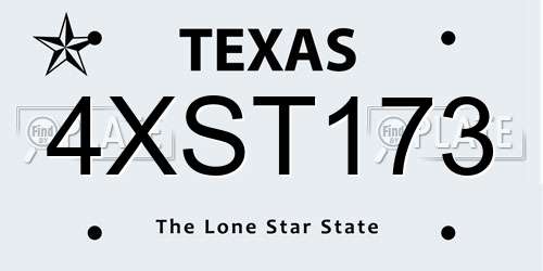 4XST173 Texas License Plate