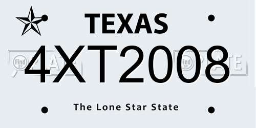 4XT2008 Texas License Plate