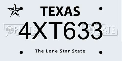 4XT633 Texas License Plate