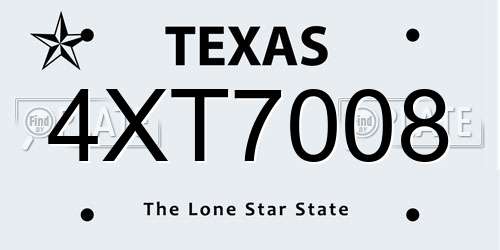 4XT7008 Texas License Plate