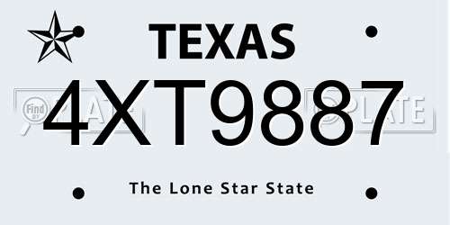 4XT9887 Texas License Plate