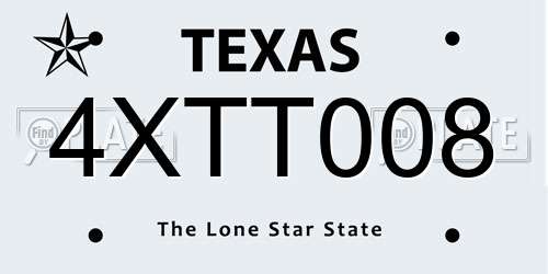 4XTT008 Texas License Plate