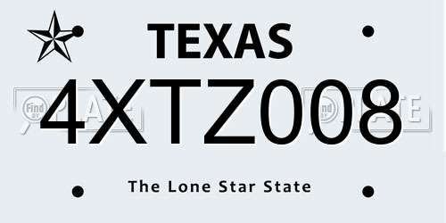 4XTZ008 Texas License Plate