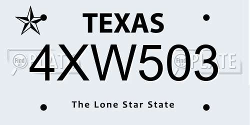 4XW503 Texas License Plate