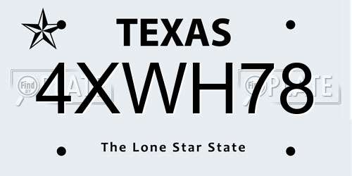 4XWH78 Texas License Plate