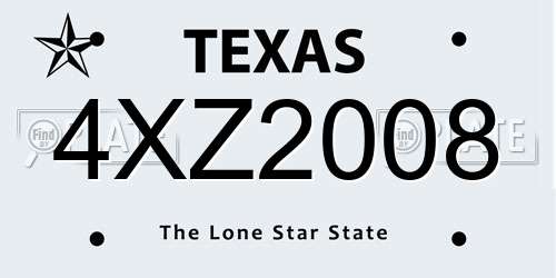 4XZ2008 Texas License Plate