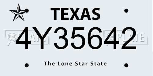 4Y35642 Texas License Plate