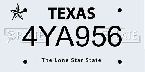 4YA956 Texas License Plate