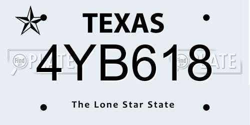 4YB618 Texas License Plate