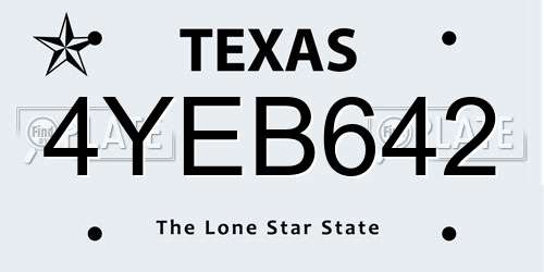 4YEB642 Texas License Plate