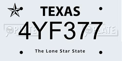 4YF377 Texas License Plate