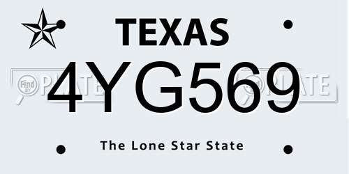 4YG569 Texas License Plate