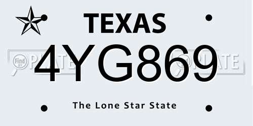 4YG869 Texas License Plate
