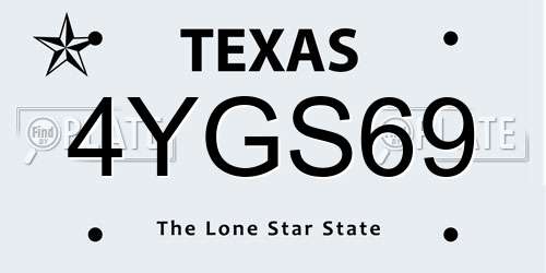 4YGS69 Texas License Plate