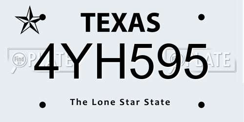 4YH595 Texas License Plate