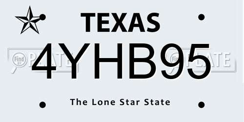 4YHB95 Texas License Plate
