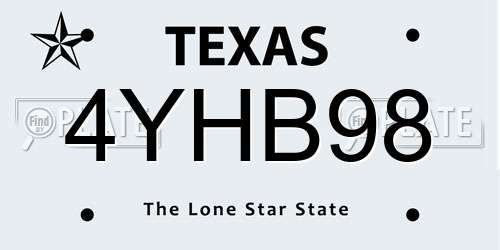 4YHB98 Texas License Plate