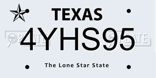 4YHS95 Texas License Plate