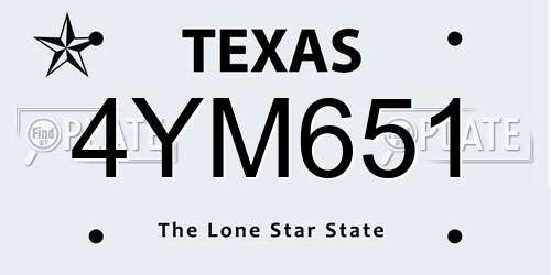 4YM651 Texas License Plate