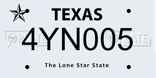 4YN005 Texas License Plate