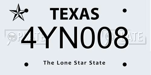4YN008 Texas License Plate