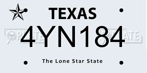 4YN184 Texas License Plate