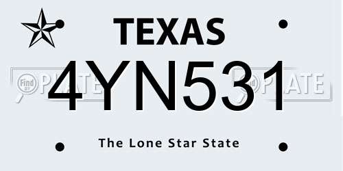 4YN531 Texas License Plate