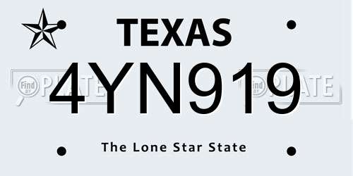 4YN919 Texas License Plate