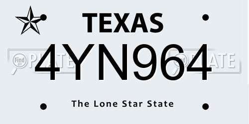 4YN964 Texas License Plate